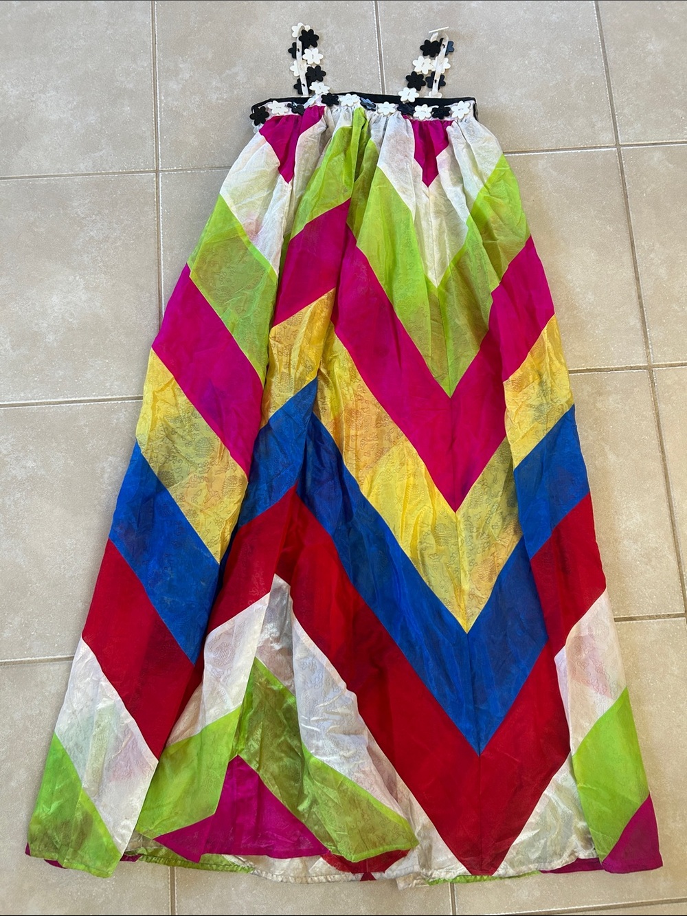 Rainbow 🌈 Babydoll Maxi dress with tie in back